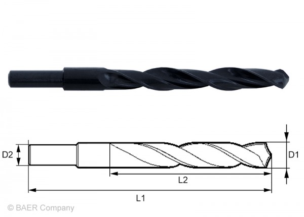 HSS Spiralbohrer (reduzierter Schaft 13mm) 16,00 mm - 1 Stück
