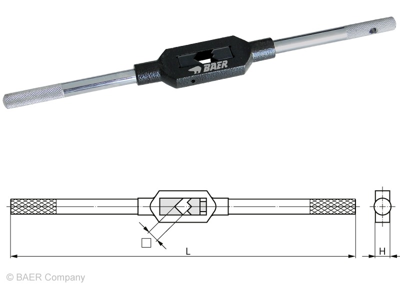 1/16-1/2" M1-12 Adjustable Tap Wrench Steel Body German Standard Hand Tool 