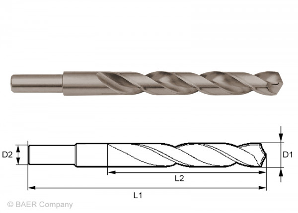 HSSE Extrem-Spiralbohrer (reduzierter Schaft 13mm) 13,50 mm - 1 Stück