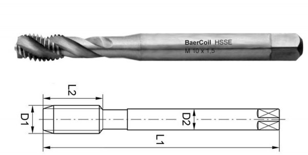 BaerCoil Maschinengewindebohrer M 2,5 x 0,45 - PRO für Sacklöcher