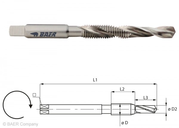 Punta Per Trapano A Macchina BAER HSSE-VAP - M6x1.0 DIN 371 | Per Acciaio Inox E Ottone - Foto 6