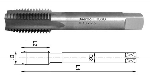 BaerCoil Einschnittgewindebohrer BSF 1'' x 10