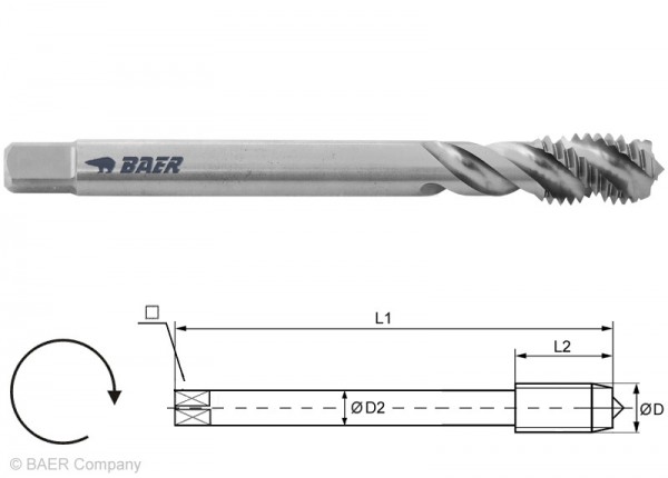 BAER HSSE M 12 x 1,75 DIN 376 filettatura metrica Maschio a macchina 35° RSP BAER HSSE M 12 x 1,75 DIN 376 filettatura metrica Maschio a macchina 35° RSP