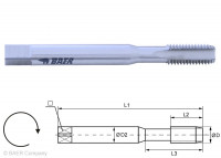 BAER HSSK Maschinengewindebohrer Form C - M 2 x 0,4 - DIN 371 für Titan