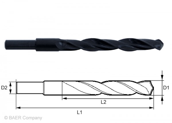 HSS Spiralbohrer (reduzierter Schaft 13mm) 25,00 mm - 1 Stück