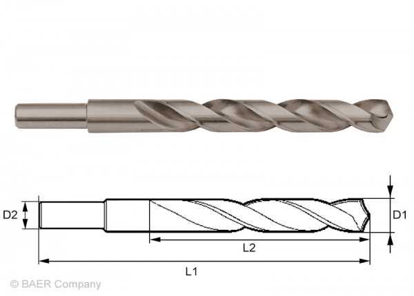 HSSE Extrem-Spiralbohrer (reduzierter Schaft 13mm) 16,00 mm - 1 Stück