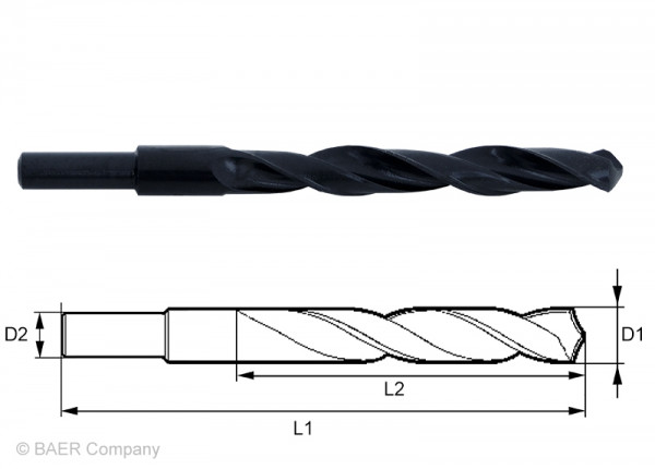 HSS Spiralbohrer (reduzierter Schaft 13mm) 15,00 mm - 1 Stück