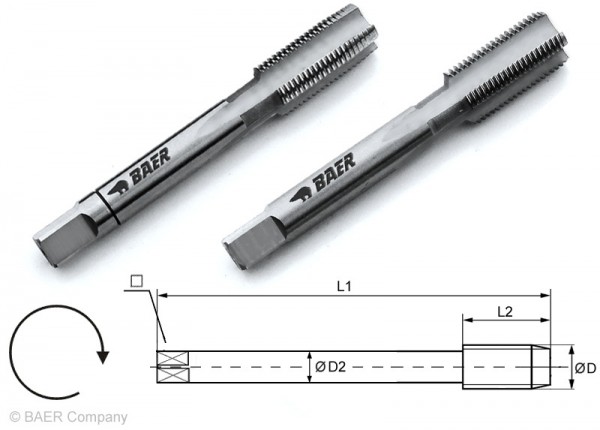 BAER HSSG Handgewindebohrer 2-tlg. Satz G (BSP) 3.1/2 x 11