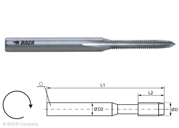 10 St. BAER HSS Mini Gewindebohrer Form C - M 2 x 0,4