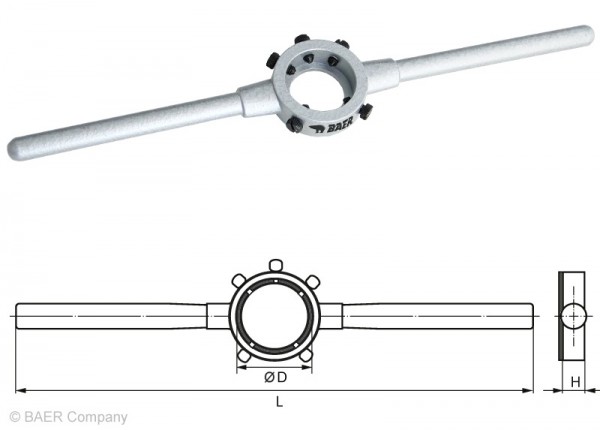 BAER Druckguss-Schneideisenhalter 55 x 16mm | MF 22-26 | G 5/8-3/4